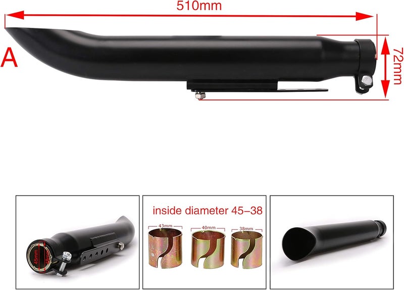 Tesmirror Baking Paint Universal Motorcycles Slash Cut Exhaust Tip Muffler Pipe for 1-3/8", 1-1/2"(1.5 inch), 1-5/8" and 1-3/4"(1.75 inch) Chopper Cafe Racer Loud black(one piece) - Image 5